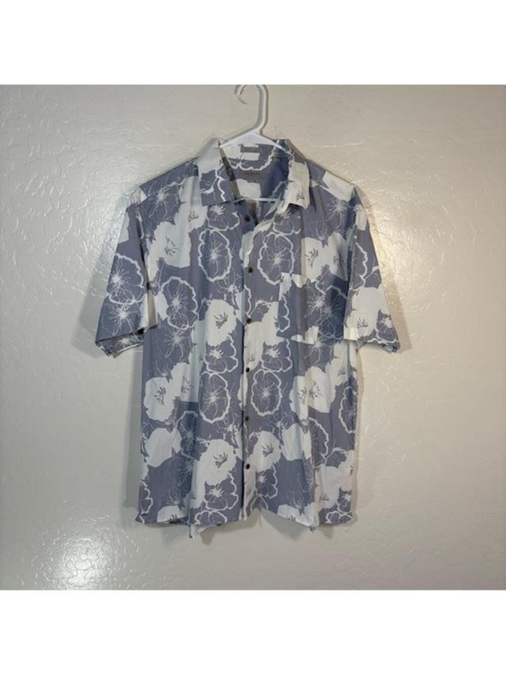 Ted Baker Shirt Mens 3XL Blue Floral Hawaiian Short Sleeve Button Up Cotton